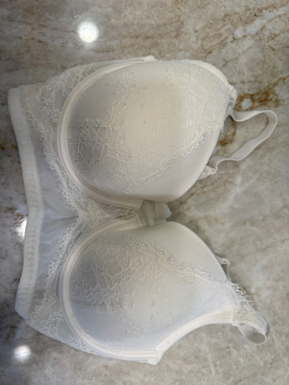 Auden White Lace Lightly Lined Demi Coverage Bra
